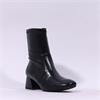 Wonders Anan Low Block Heel Stretch Boot - Black Leather